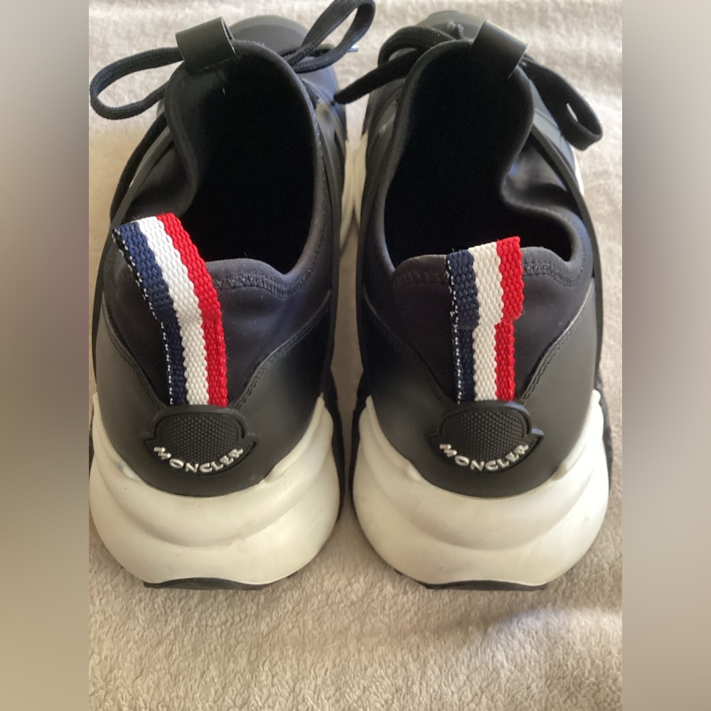 Moncler Black Sneakers with Red, White & Blue Heel Tabs